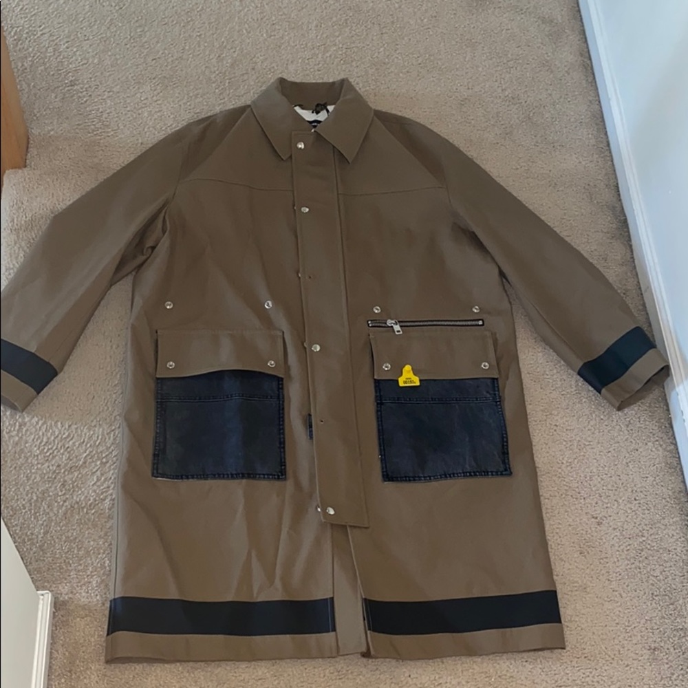 Diesel Denim Panel Twill Coat